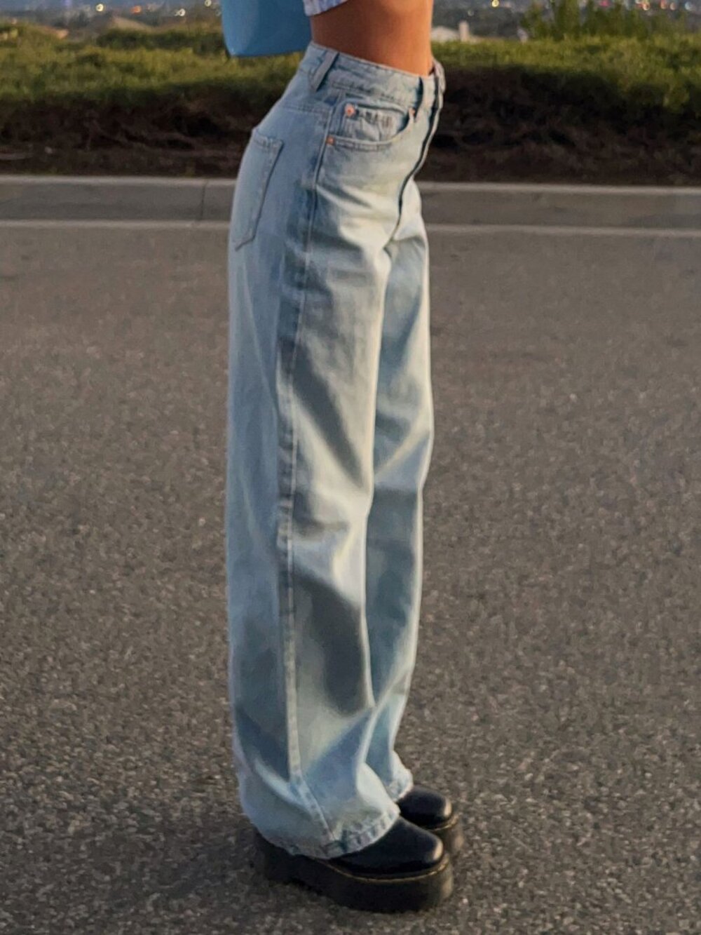 Skinny Fries High Rise Wide Leg Jeans Light Blue Size 9/29